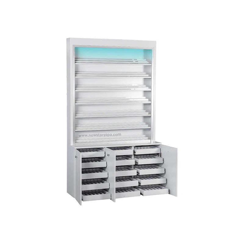 V Powder Rack w/Powder Cabinet (w/LED Light) - New Star Spa & Furniture