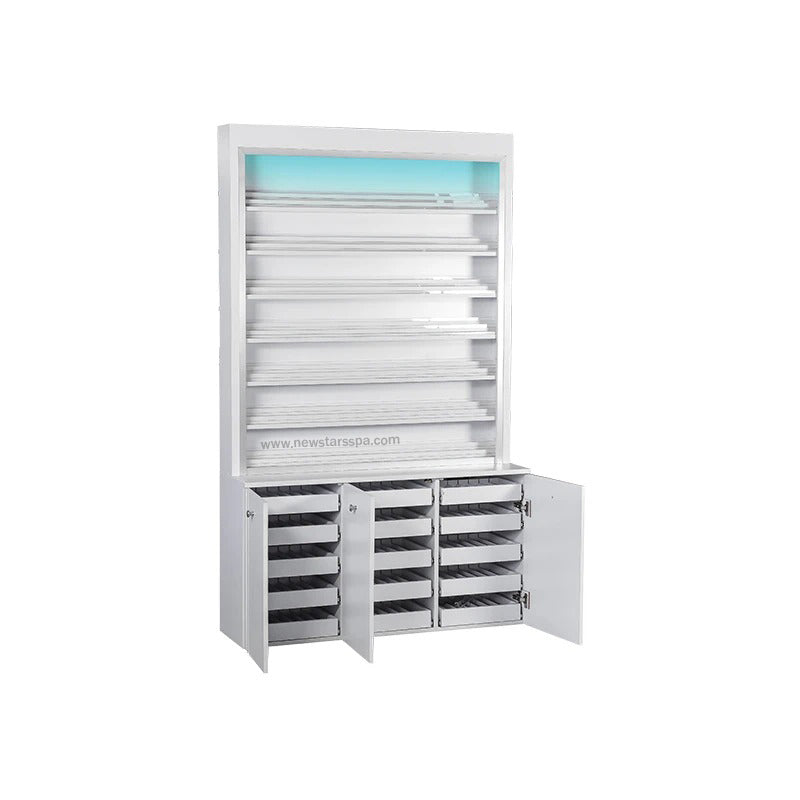 V Powder Rack w/Powder Cabinet (w/LED Light) - New Star Spa & Furniture