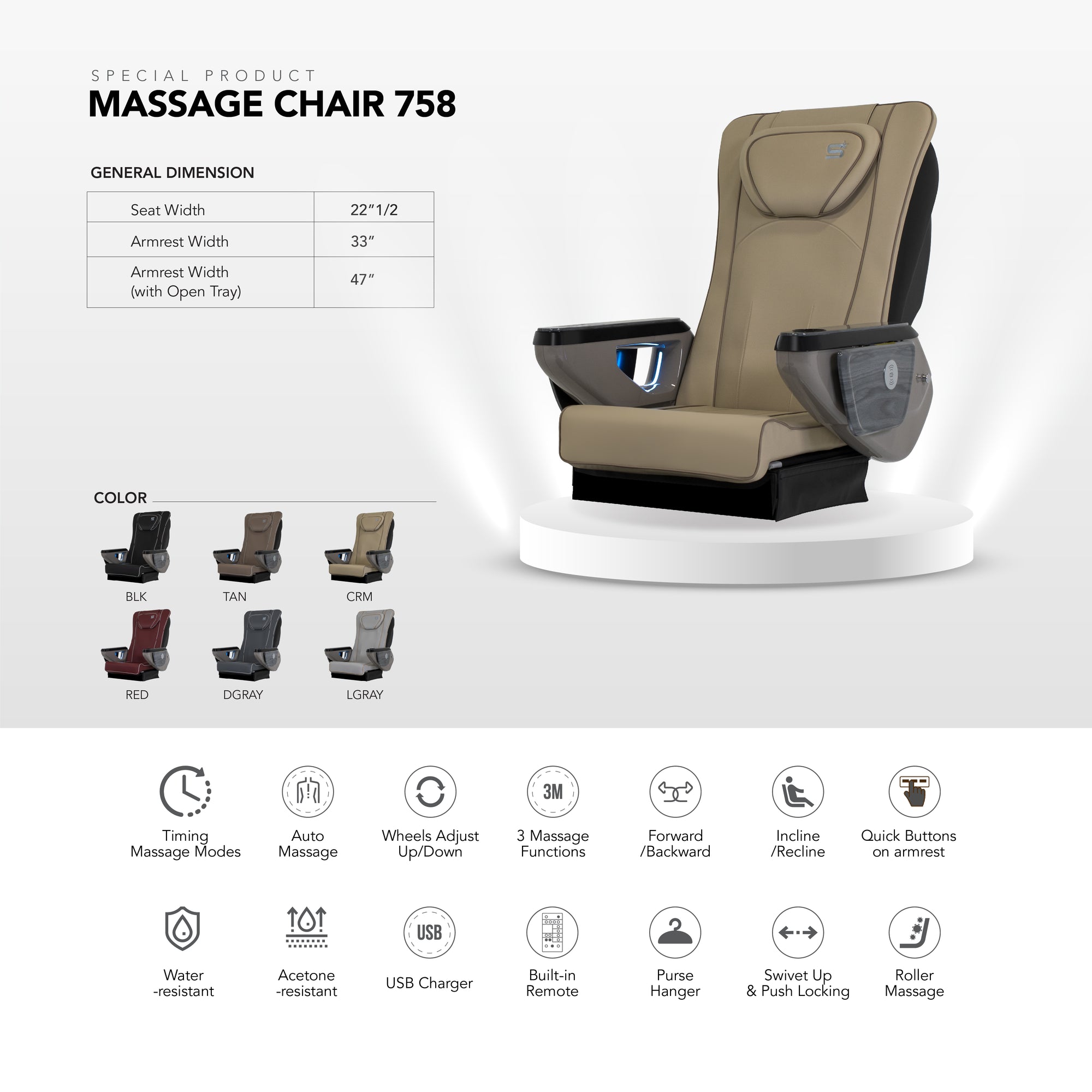 Pedicure Massage Chair 758 - New Star Spa & Furniture Corp.