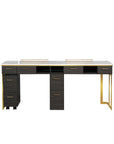 Luna Double Nail Table - Include 2 Cabinet