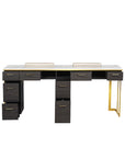 Luna Double Nail Table - Include 2 Cabinet