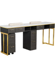 Luna Double Nail Table - Include 2 Cabinet