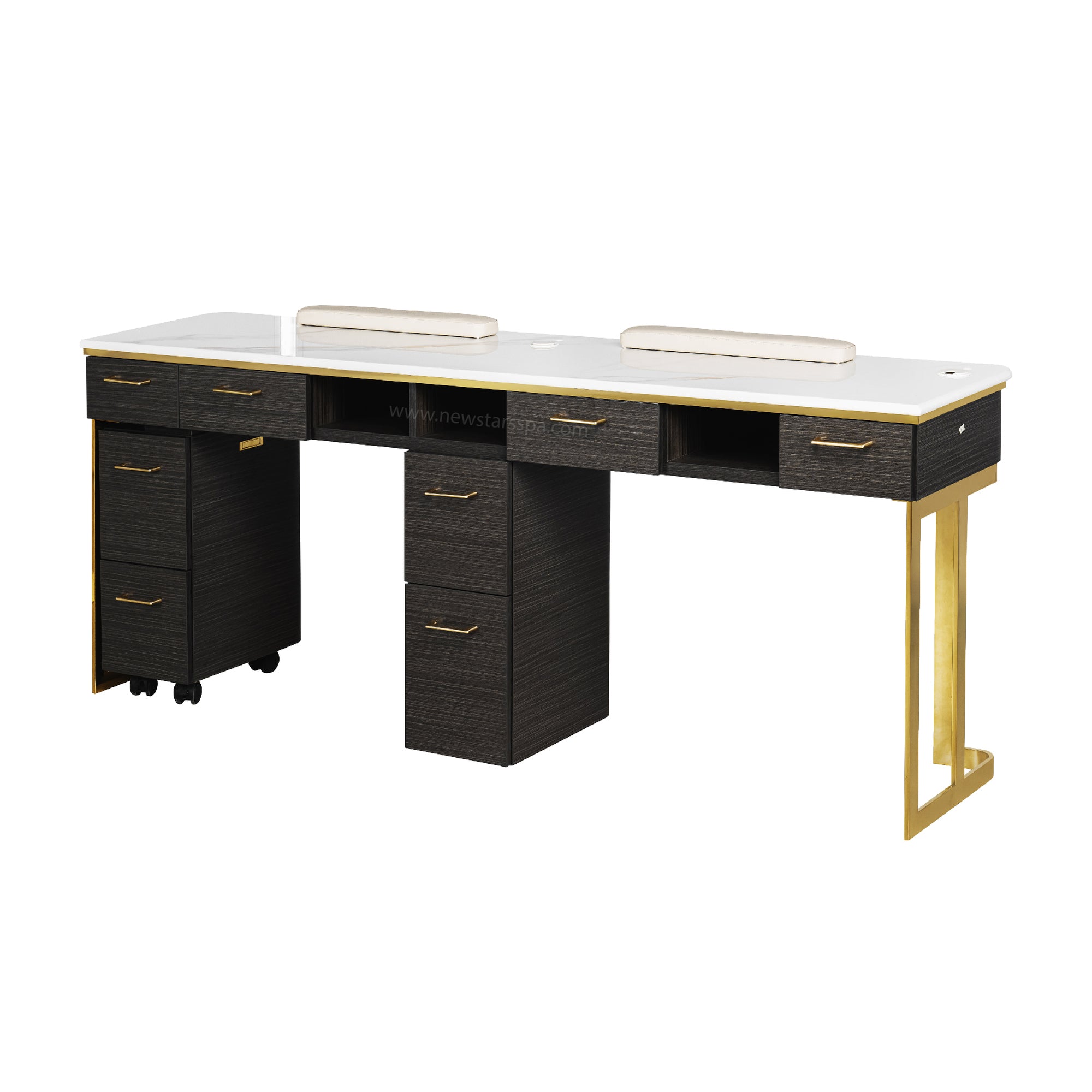 Luna Double Nail Table - Include 2 Cabinet