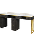 Luna Double Nail Table - Include 2 Cabinet