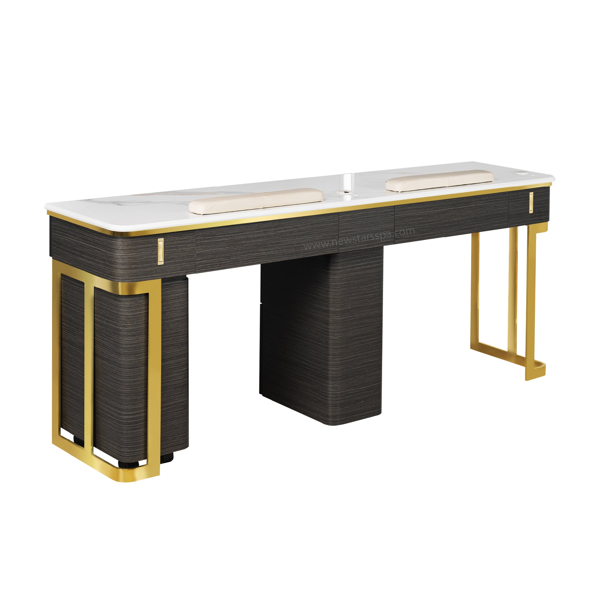 Luna Double Nail Table - Include 2 Cabinet