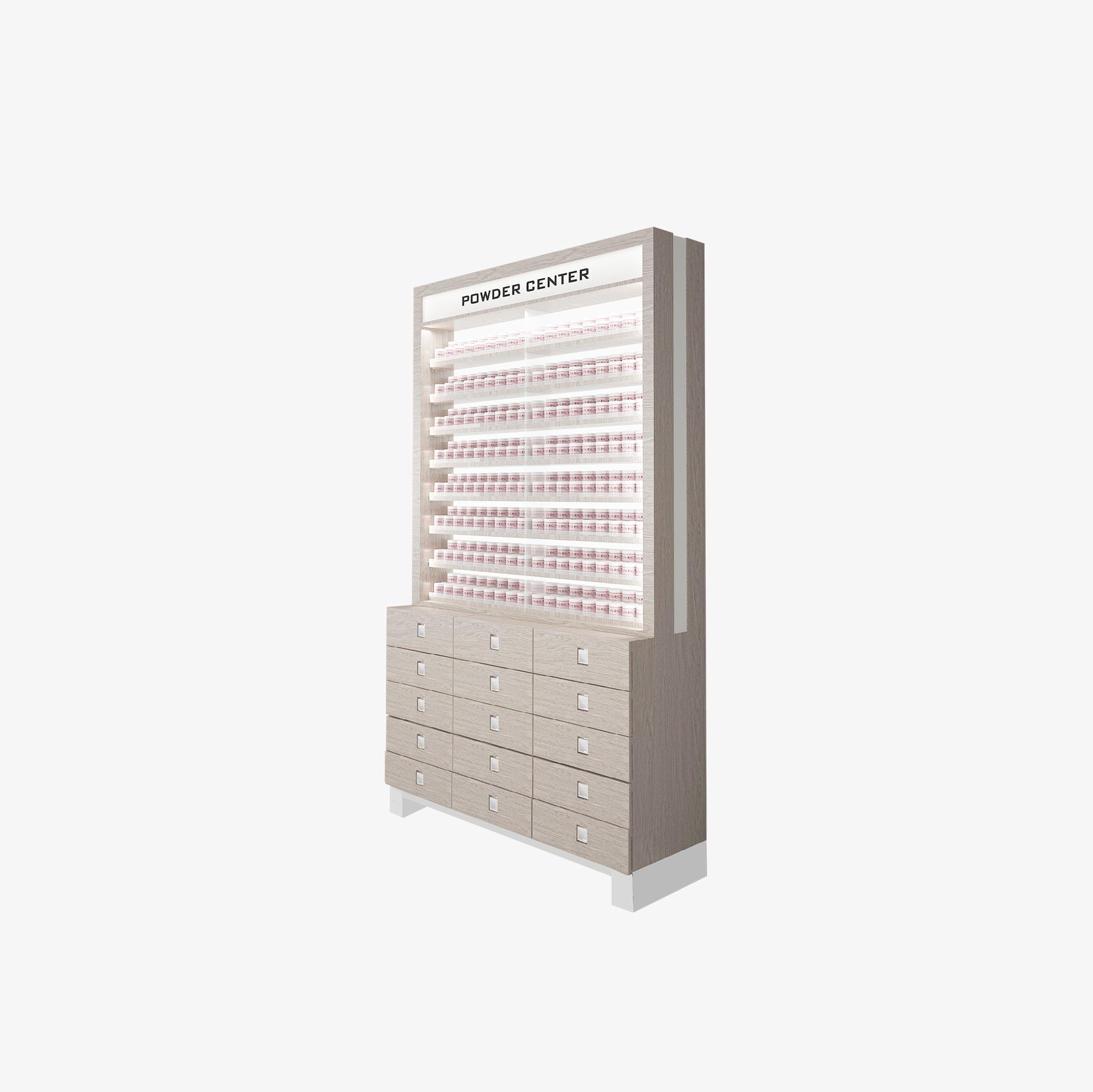 EX Powder Rack w/Cabinet w/Light In The Back 48" - New Star Spa & Furniture Corp.