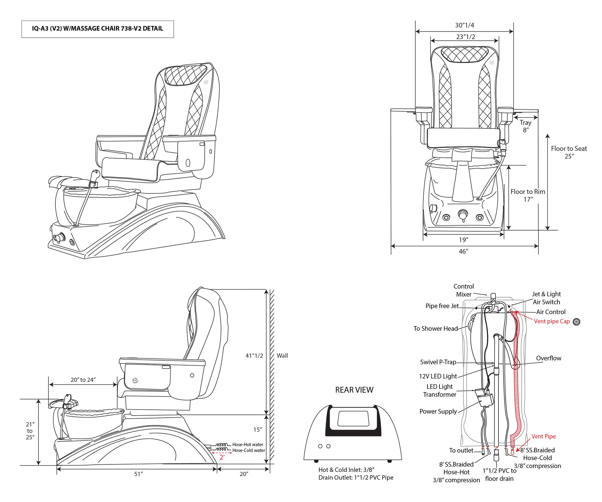 IQ A3-V2 - Off White/Gray Tub - New Star Spa &amp; Furniture Corp.