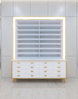 K 1-Sided 2-in-1 Rack w/Cabinet w/Frame Lightbox - 68" - New Star Spa & Furniture Corp.