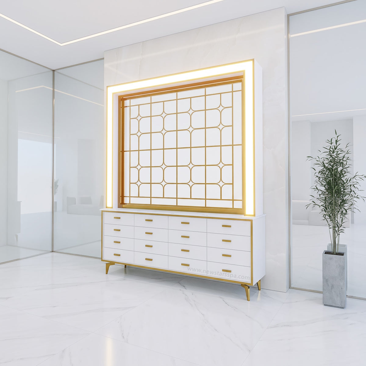 K 2-in-1 Cabinet w/Inox Divider w/Frame Lightbox - 68" - New Star Spa &amp; Furniture Corp.
