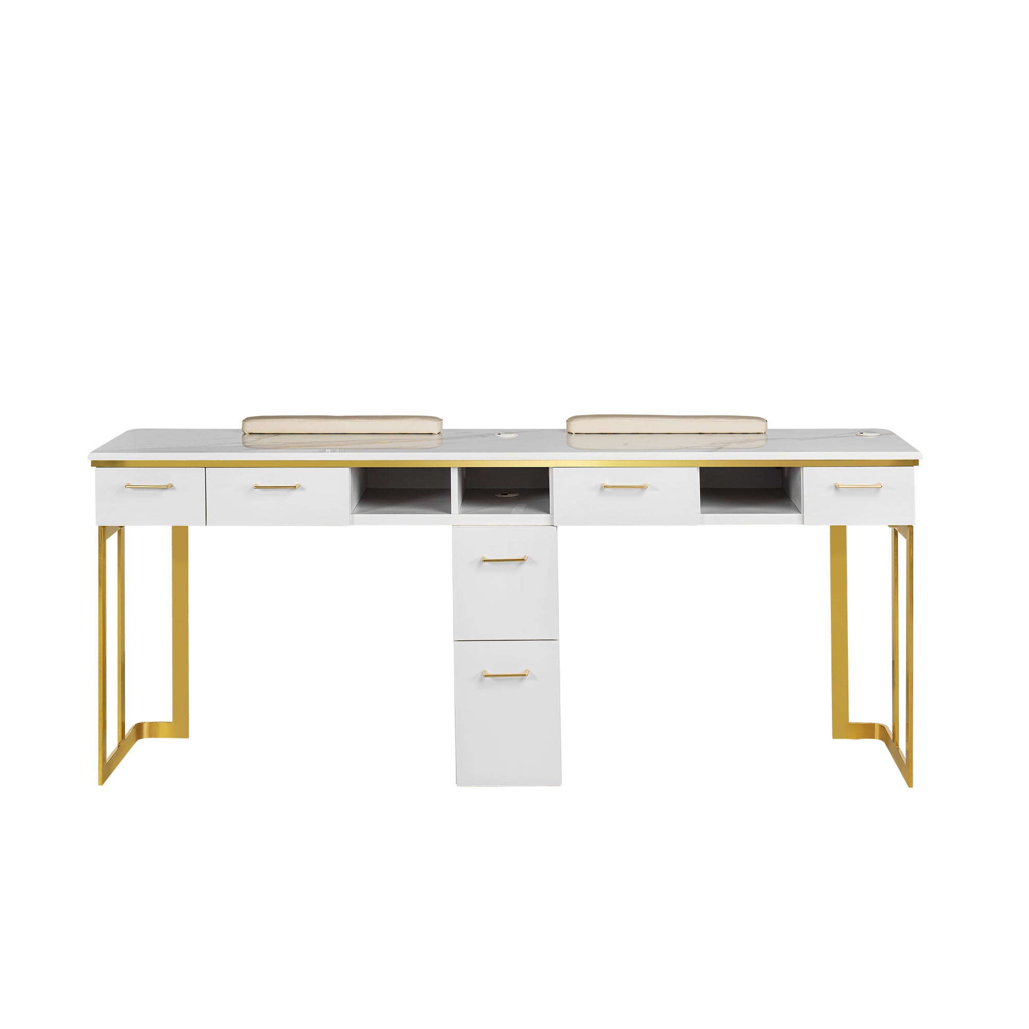 Luna Double Nail Table - Include 1 Cabinet - New Star Spa & Furniture Corp.