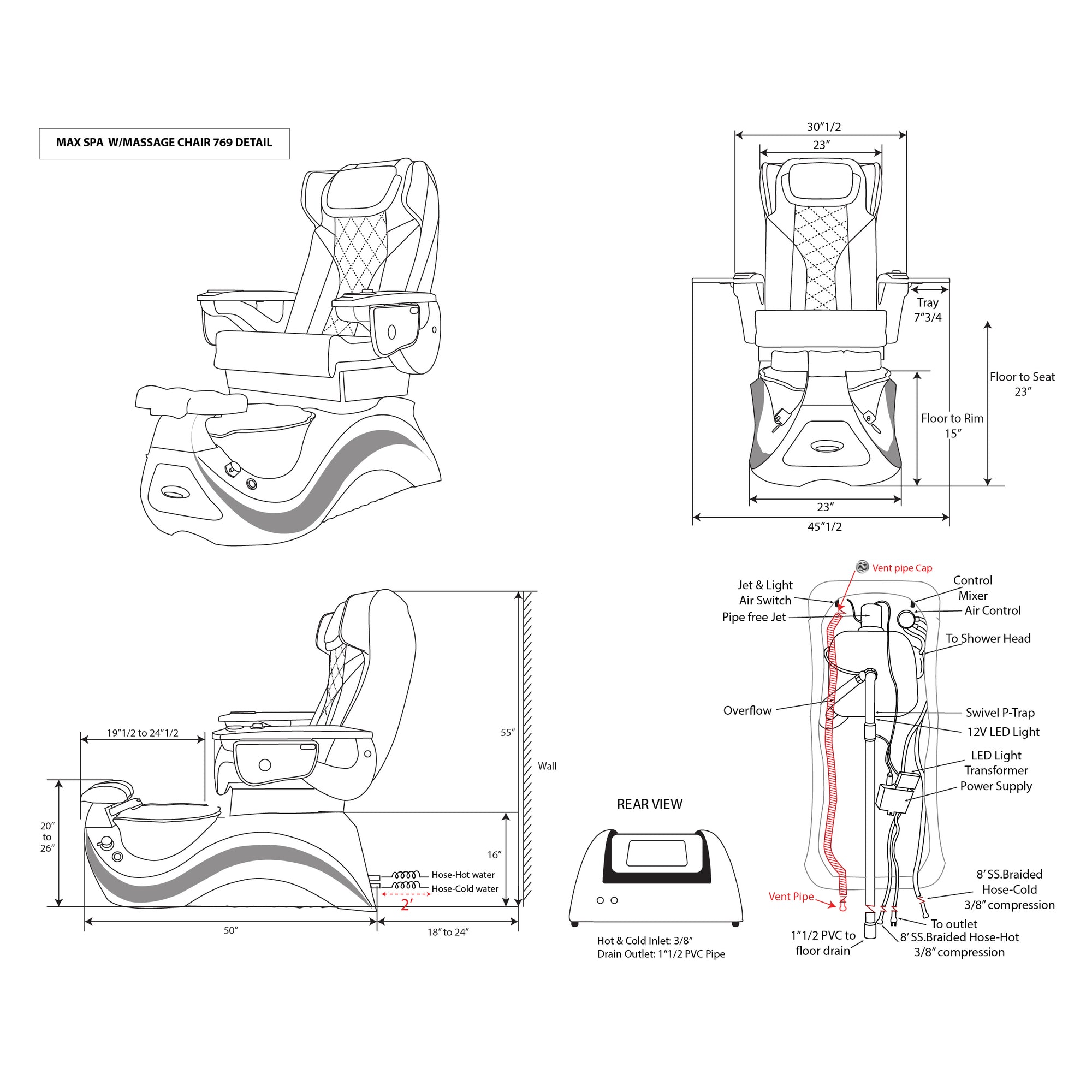 Max Spa - White/Dark Gray Tub - New Star Spa &amp; Furniture Corp.