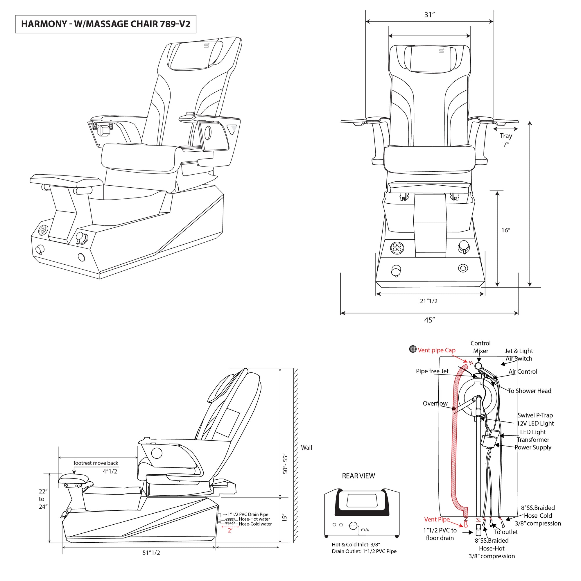 Harmony - White/Gold Tub - New Star Spa &amp; Furniture Corp.
