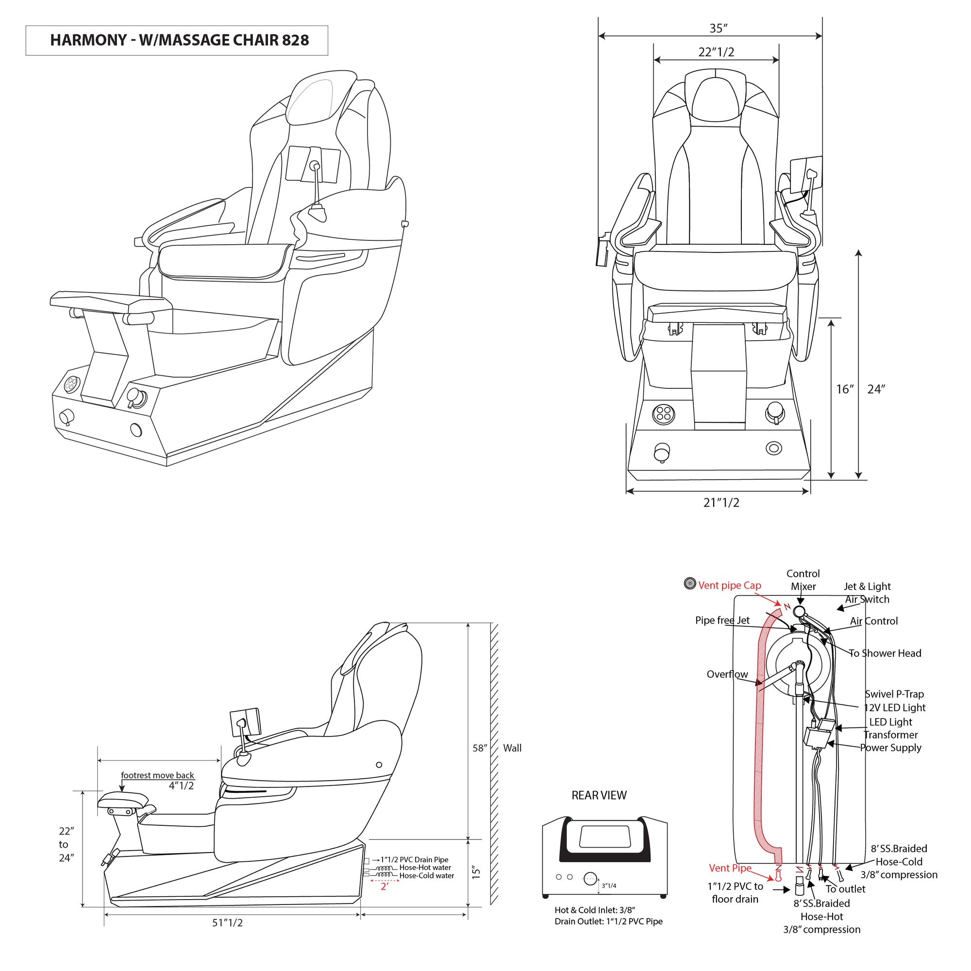 Harmony - White/Gold Tub - New Star Spa &amp; Furniture Corp.
