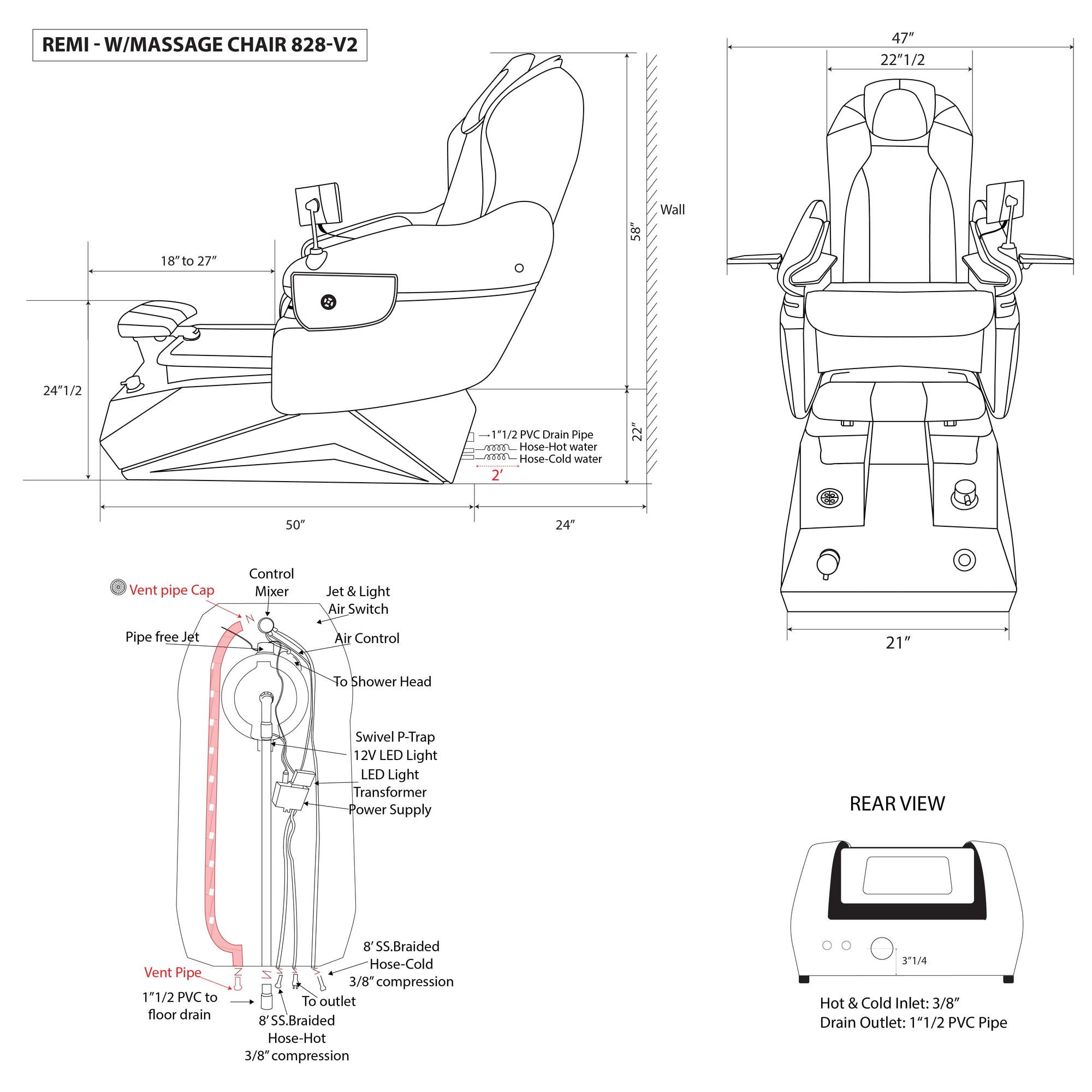 Remi - Off White Tub - New Star Spa & Furniture Corp.