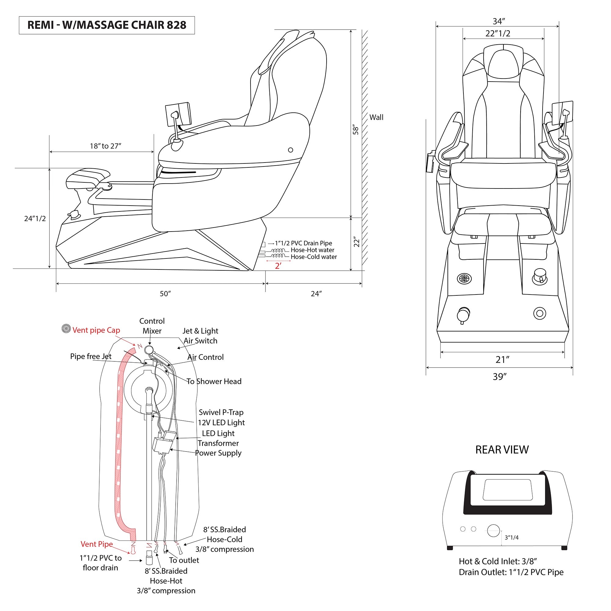 Remi - Off White Tub - New Star Spa &amp; Furniture Corp.