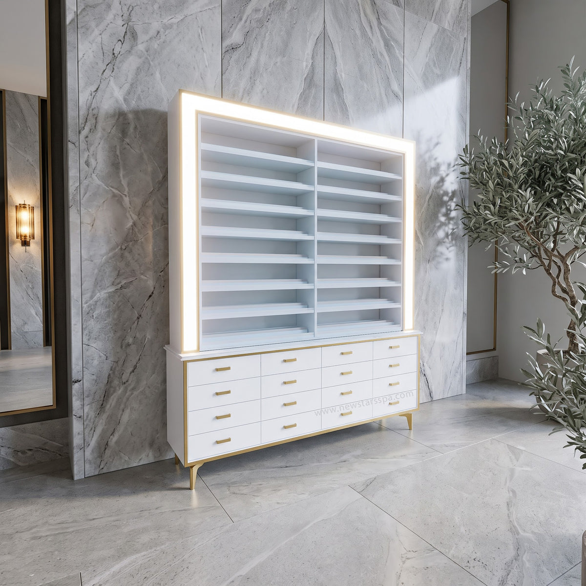 VK 1-Sided 2-in-1 Rack w/Frame Lightbox - 60" - New Star Spa &amp; Furniture Corp.