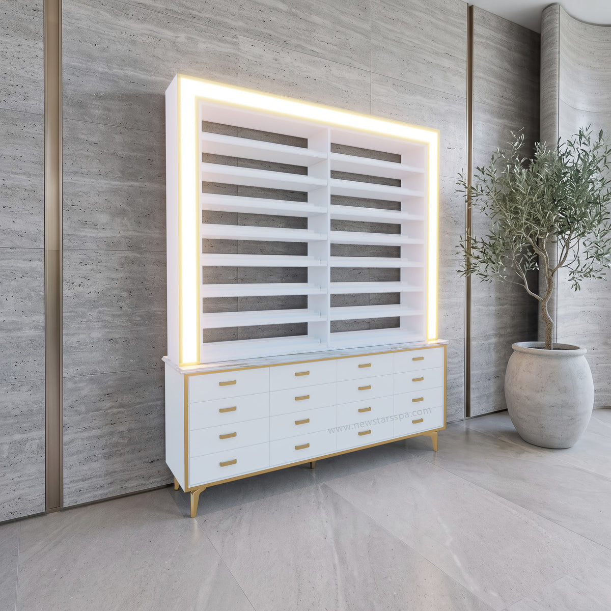 VK 2-Sided 2-in-1 Rack w/Cabinet w/Frame Lightbox - 60" - New Star Spa &amp; Furniture Corp.