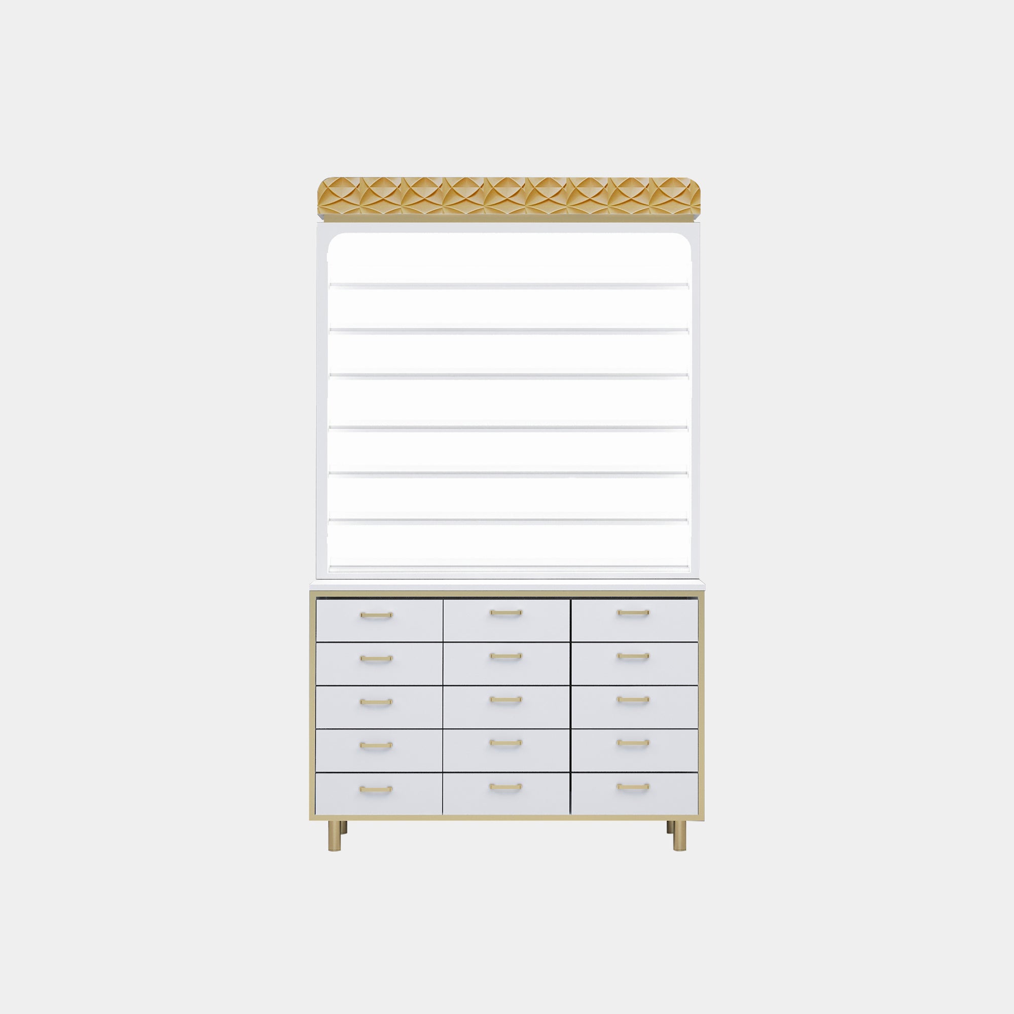 VK 2 In 1 Rack w/2 In 1 Cabinet w/Light In The Back 48" (White Color) - New Star Spa & Furniture Corp.