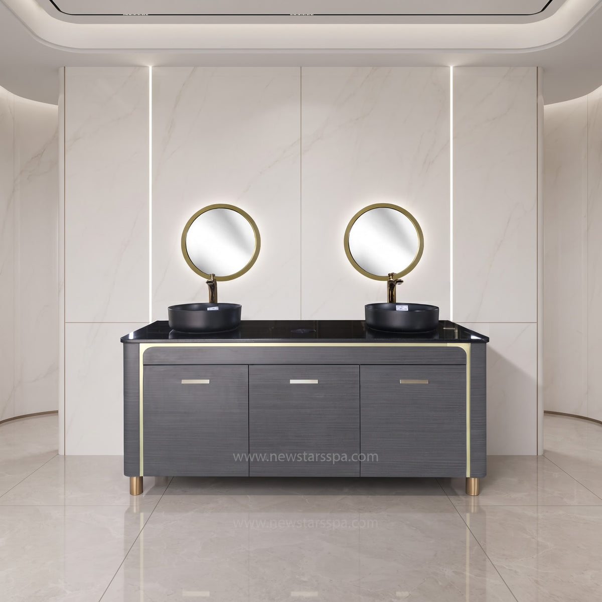 VK Doule Sink w/Faucets (No Mirror) - 64" - New Star Spa & Furniture Corp.