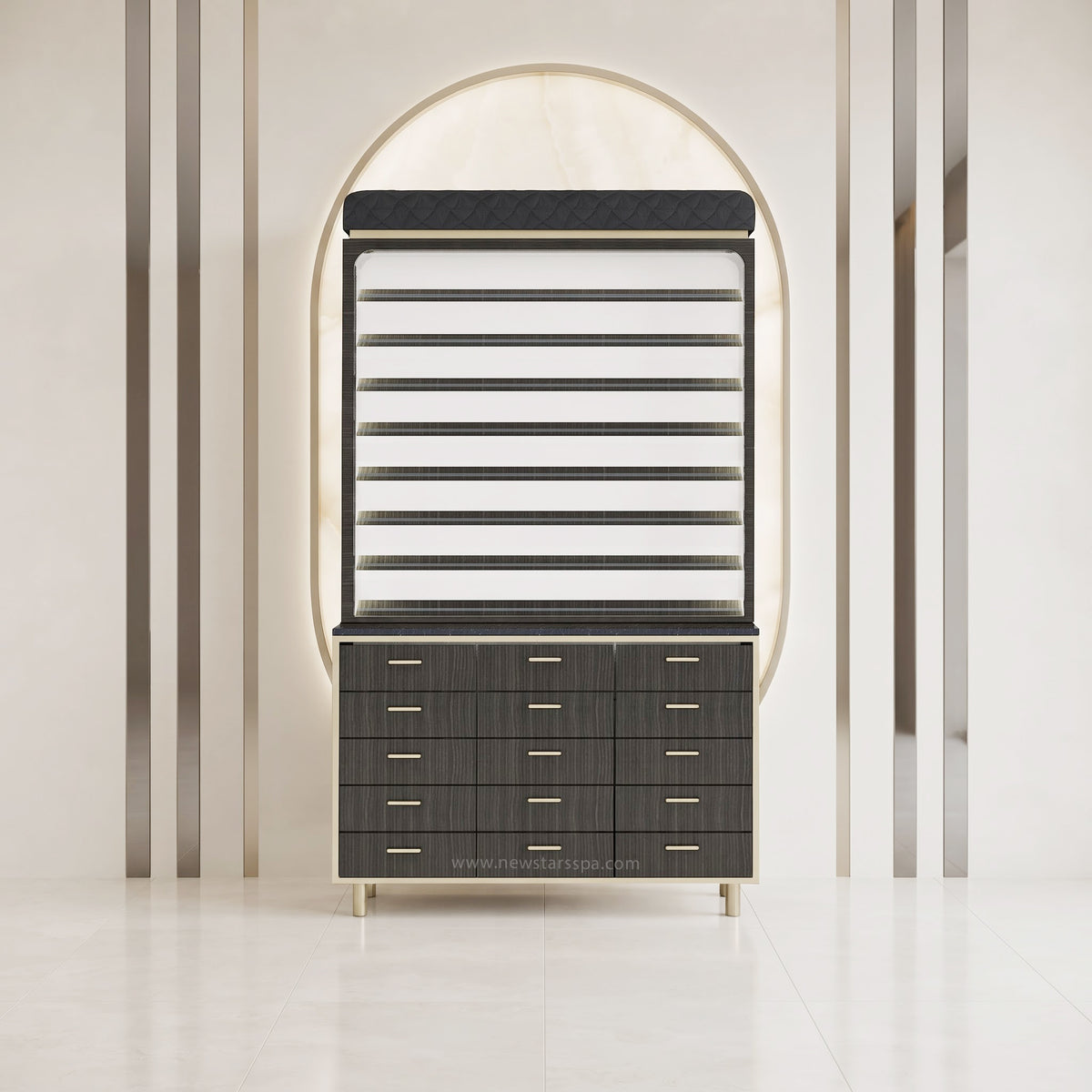 VK (V2) Polish Rack w/Cabinet w/Backlit Panel - 48" - New Star Spa & Furniture Corp.