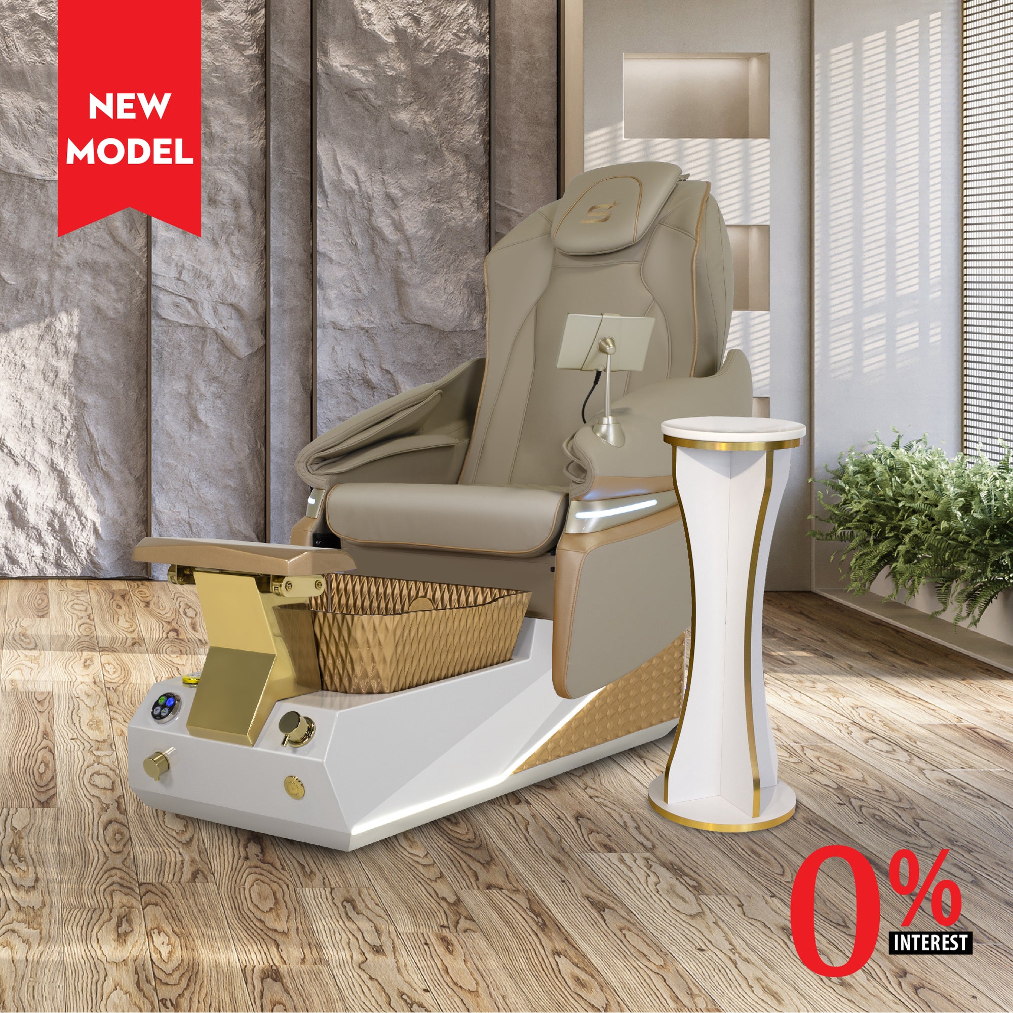 Harmony - White/Gold Tub - New Star Spa & Furniture Corp.