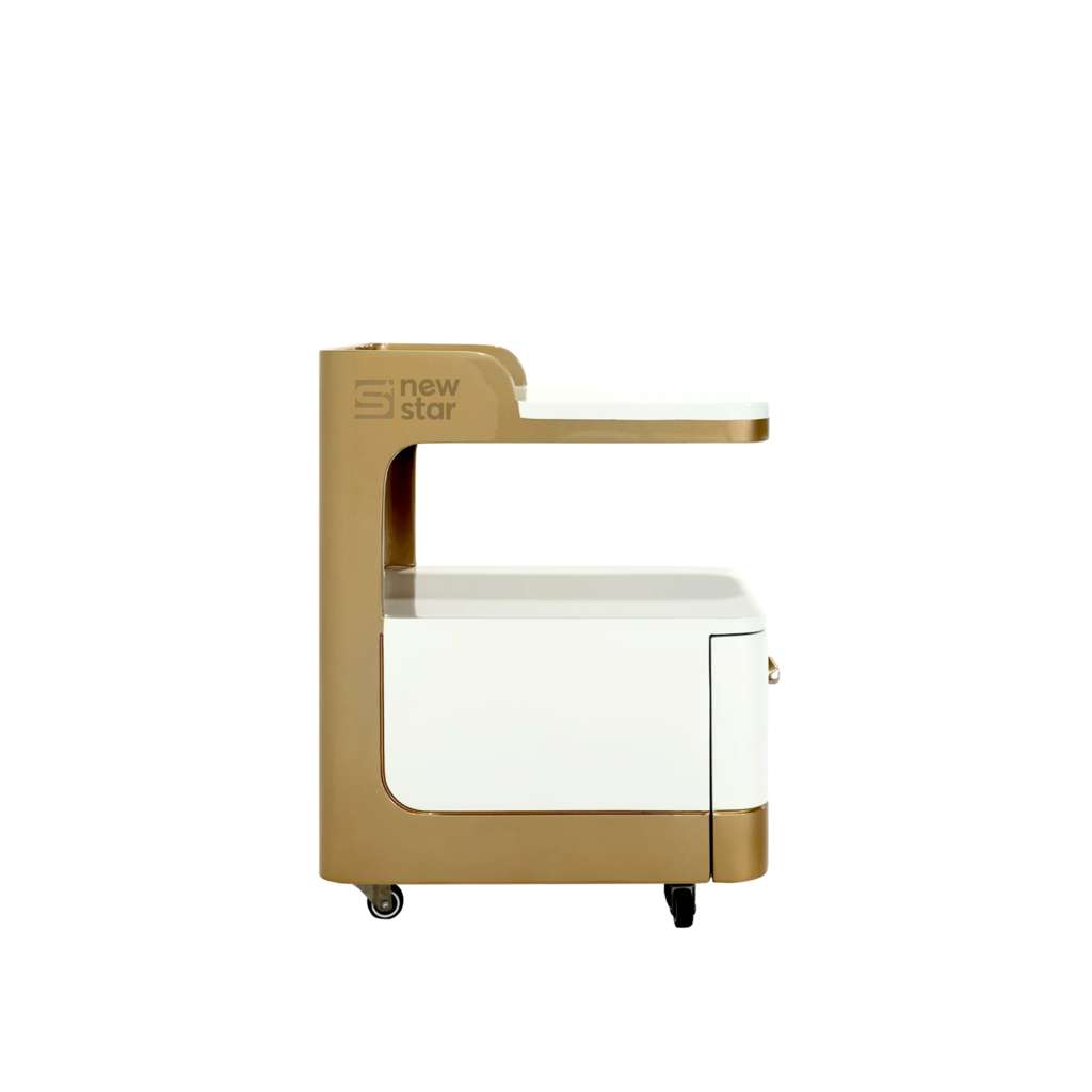 C1-Pedicart Fiberglass (White/Gold) - New Star Spa & Furniture Corp.
