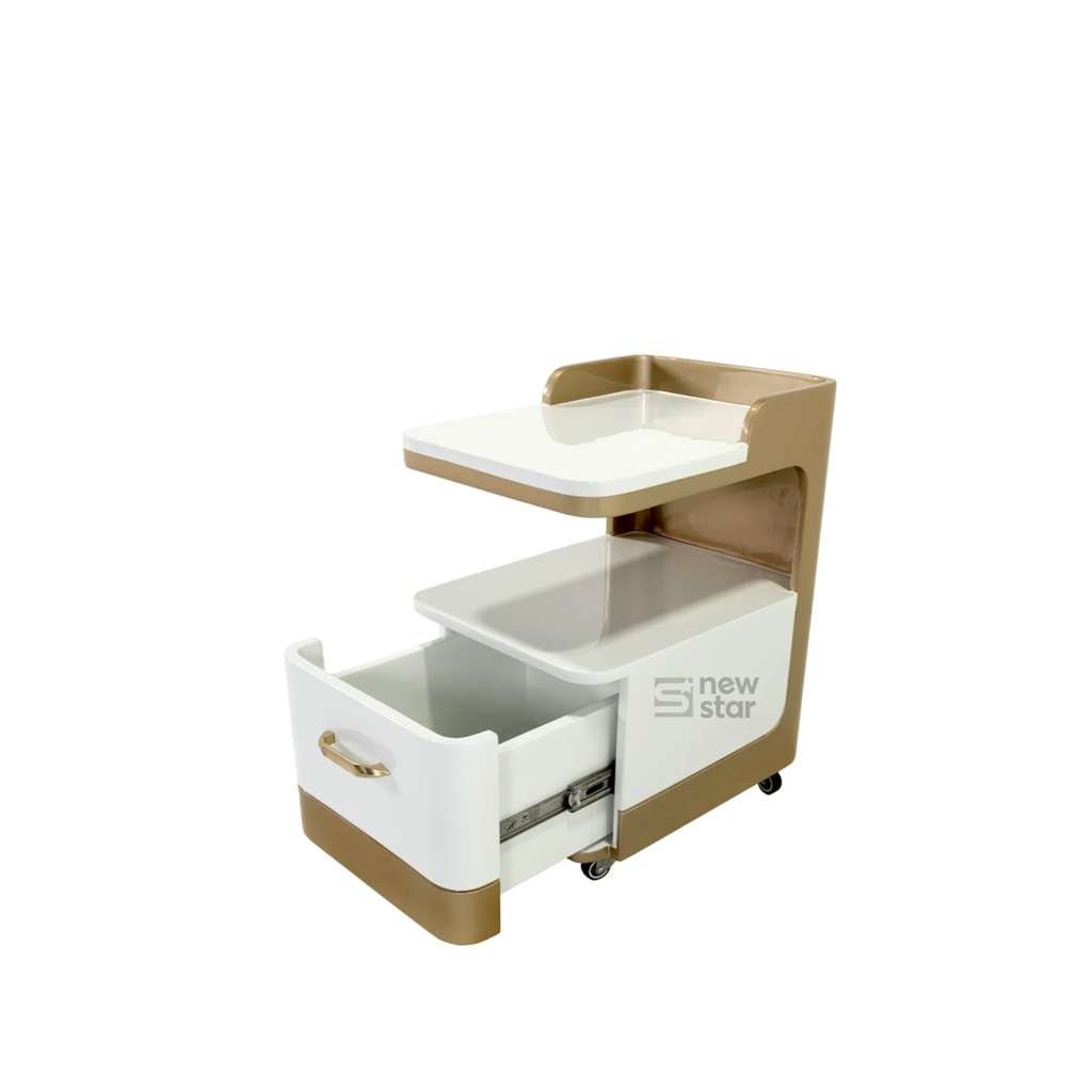 C1-Pedicart Fiberglass (White/Gold) - New Star Spa & Furniture Corp.