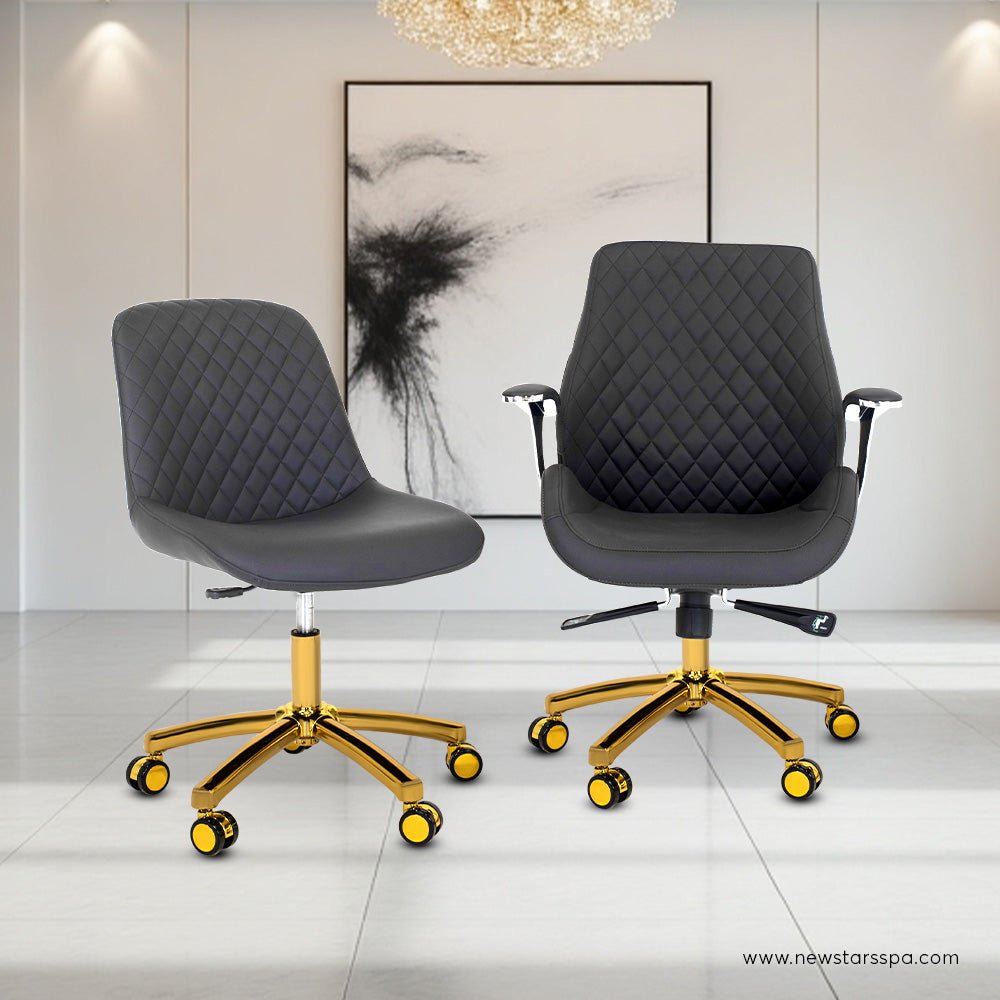 Customer Chair C010 + Technician Chair T008 (Gold Leg) - New Star Salon Furniture