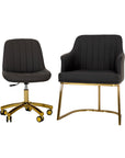 Customer Chair W015 + Technician Chair T009 (Gold Leg) - New Star Salon Furniture