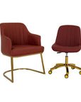 Customer Chair W015 + Technician Chair T009 (Gold Leg) - New Star Salon Furniture