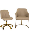 Customer Chair W015 + Technician Chair T009 (Gold Leg) - New Star Salon Furniture