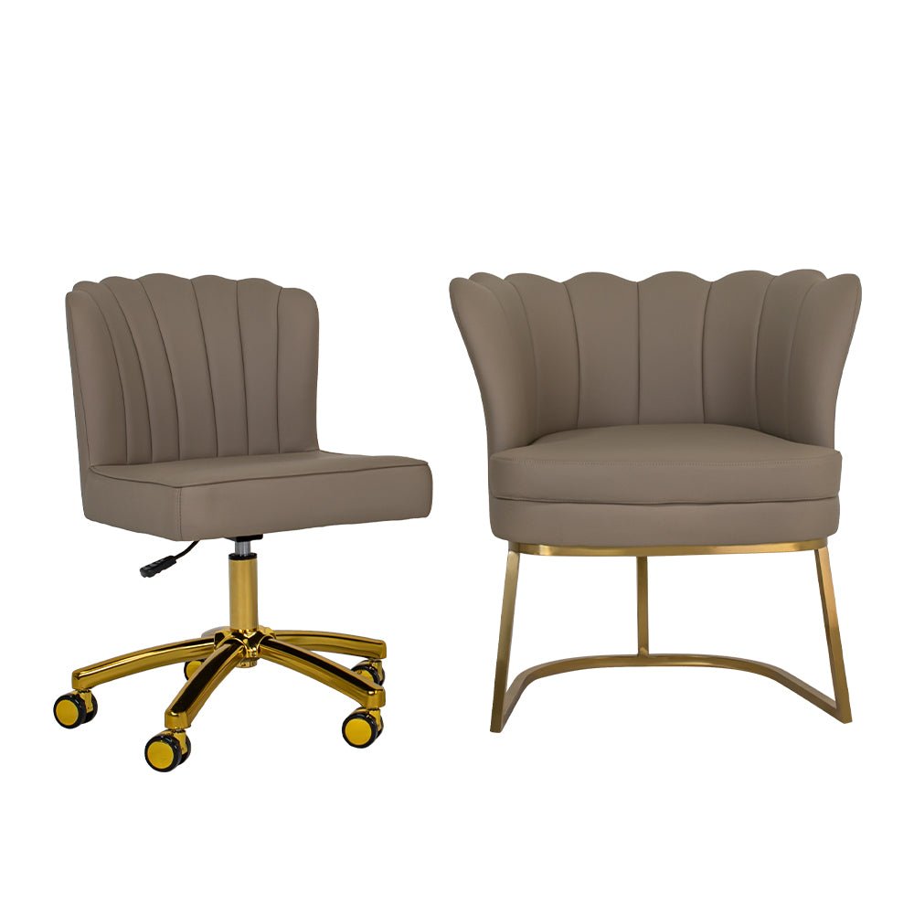Customer Chair W016 + Technician Chair T010 (Gold Leg) - New Star Salon Furniture