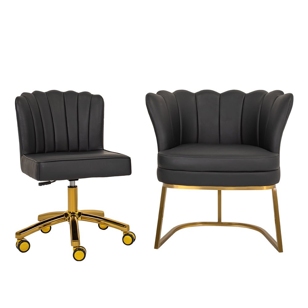 Customer Chair W016 + Technician Chair T010 (Gold Leg) - New Star Salon Furniture