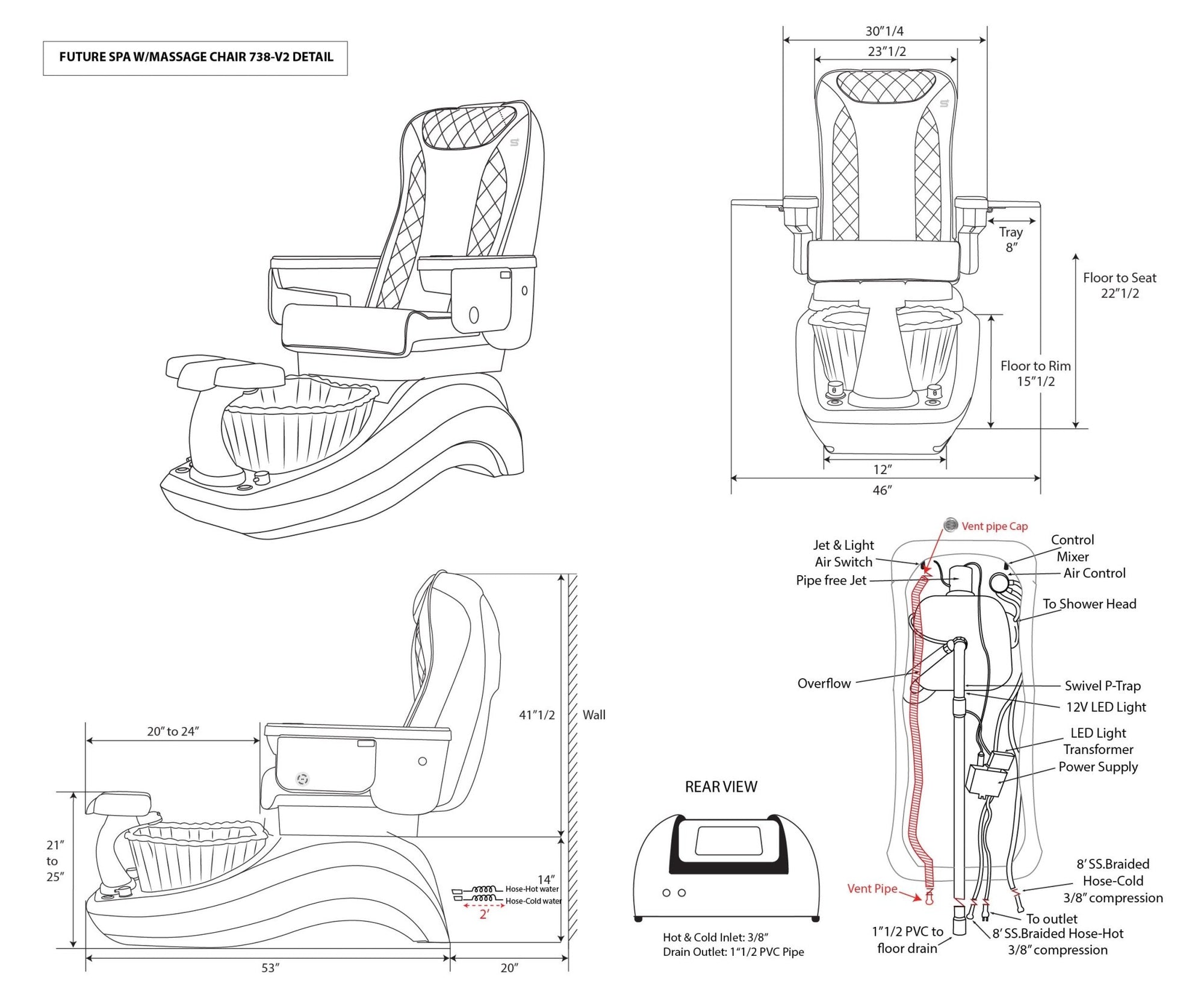 Future Spa - White/Black Tub - New Star Salon Furniture