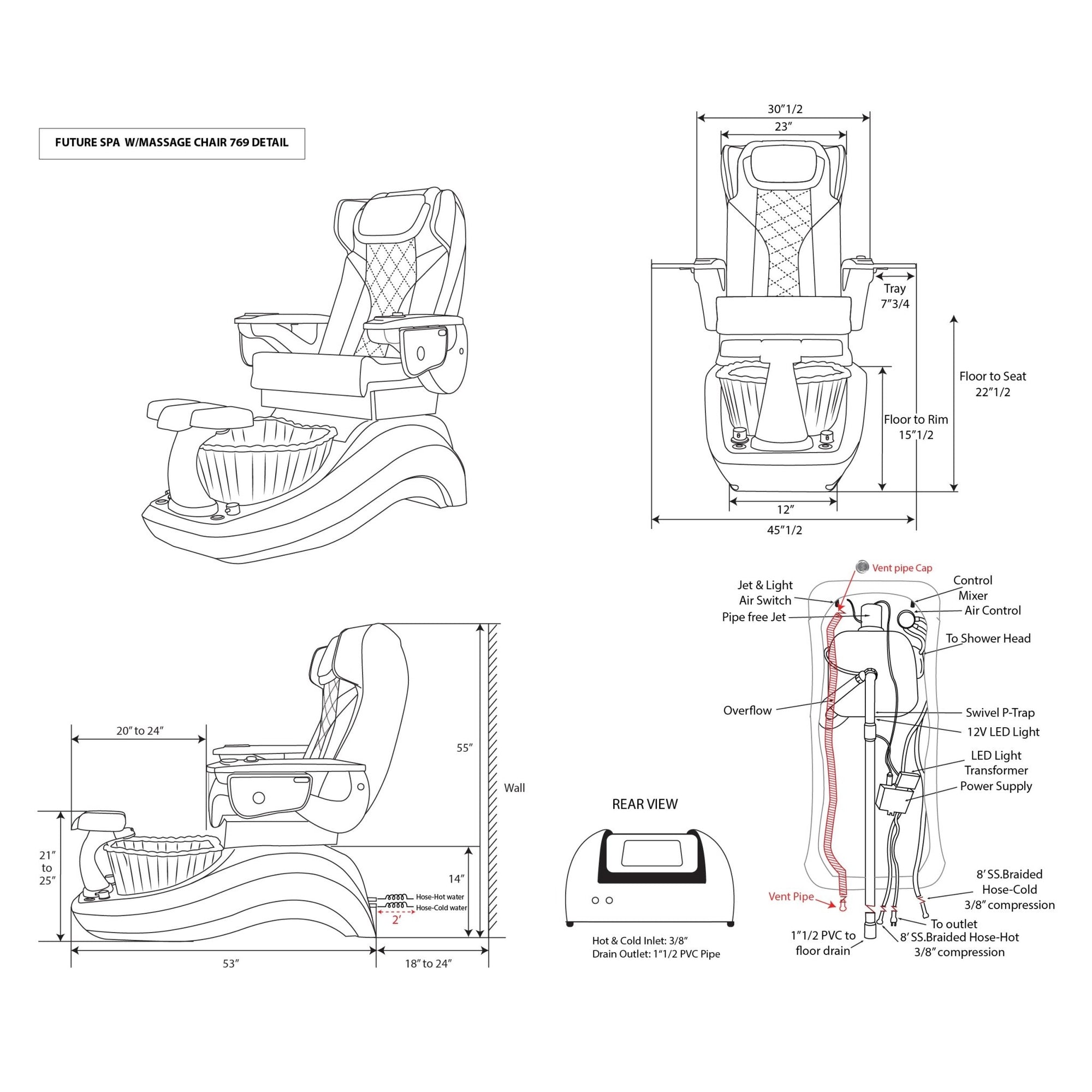 Future Spa - White/Black Tub - New Star Salon Furniture