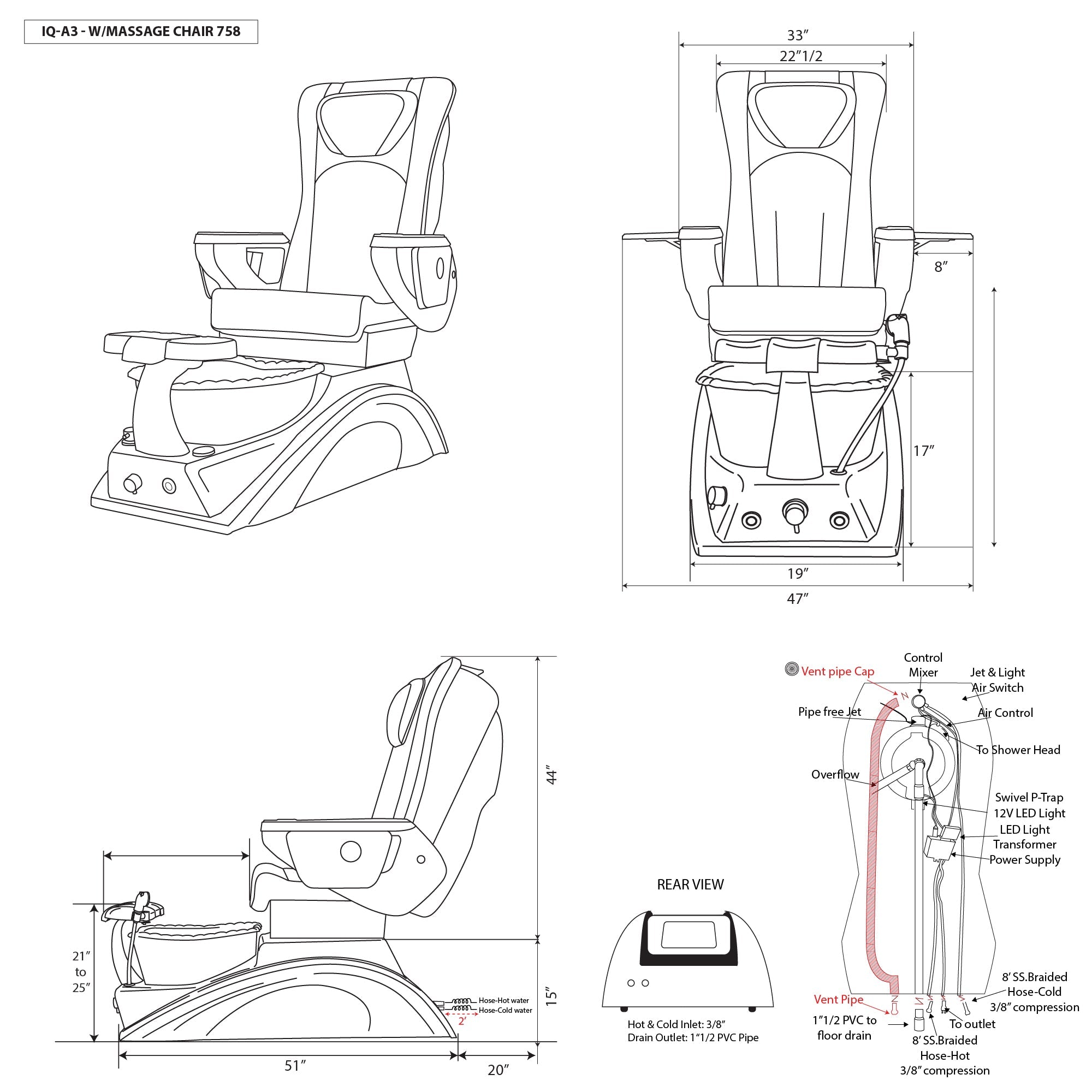 IQ - A3 White/Gray Tub - New Star Salon Furniture