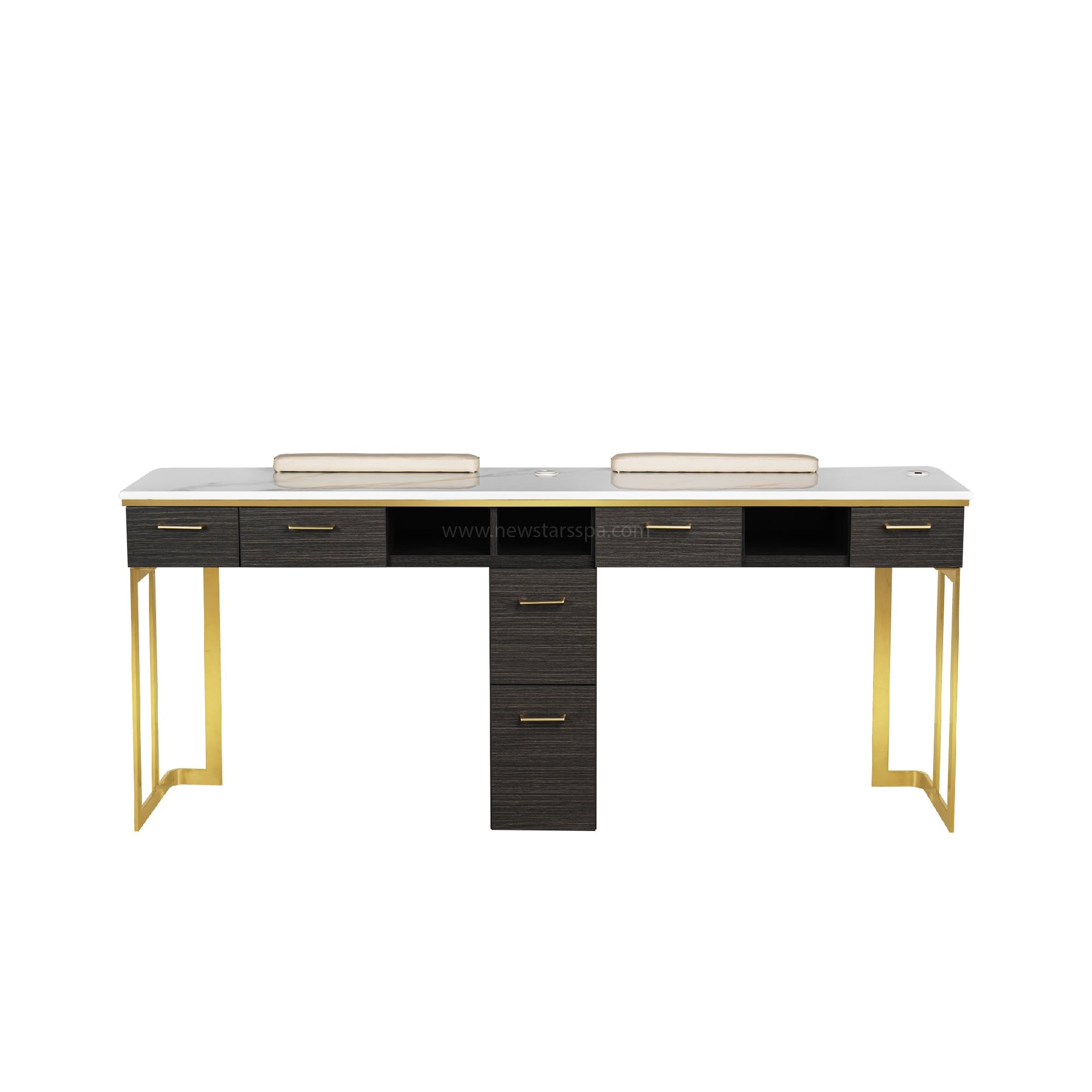 Luna Double Nail Table - Include 1 Cabinet - New Star Salon Furniture