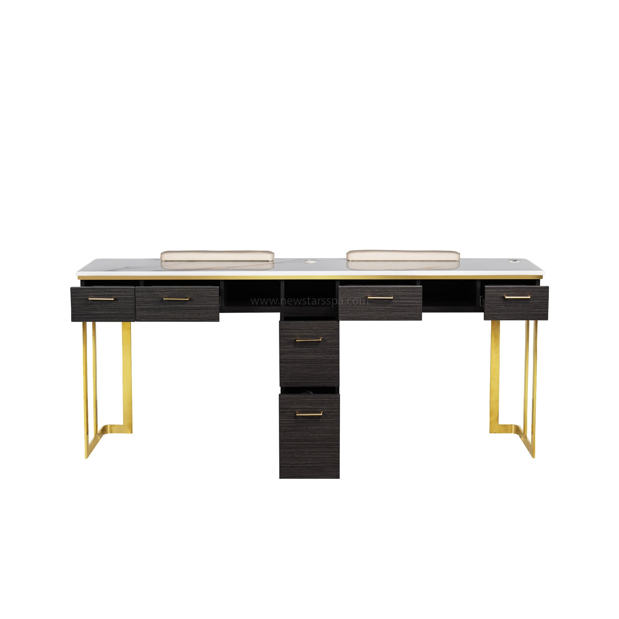 Luna Double Nail Table - Include 1 Cabinet - New Star Salon Furniture