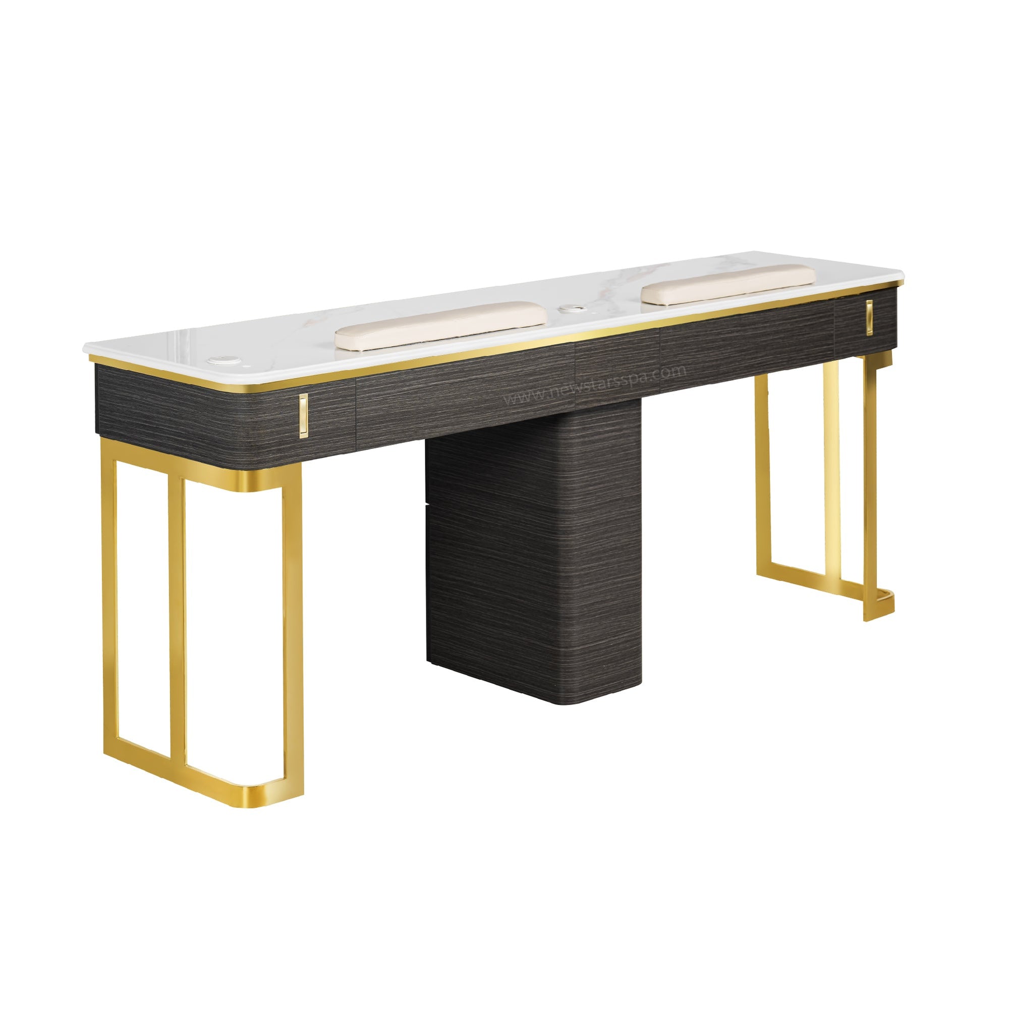 Luna Double Nail Table - Include 1 Cabinet - New Star Salon Furniture
