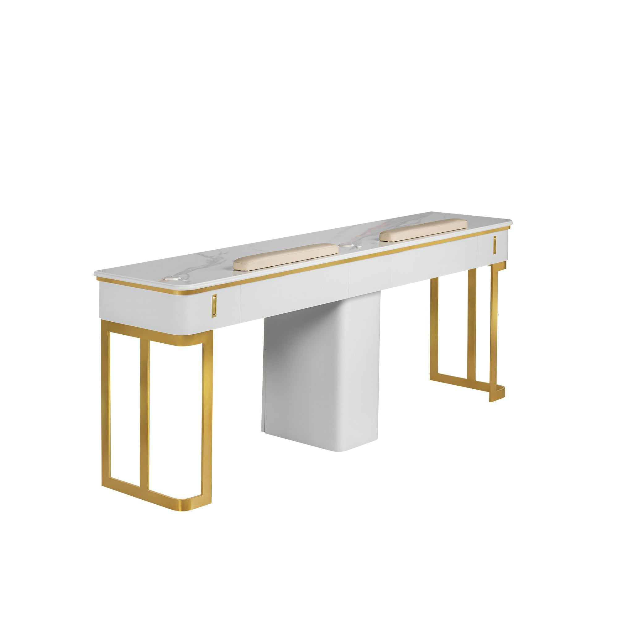 Luna Double Nail Table - Include 1 Cabinet - New Star Salon Furniture