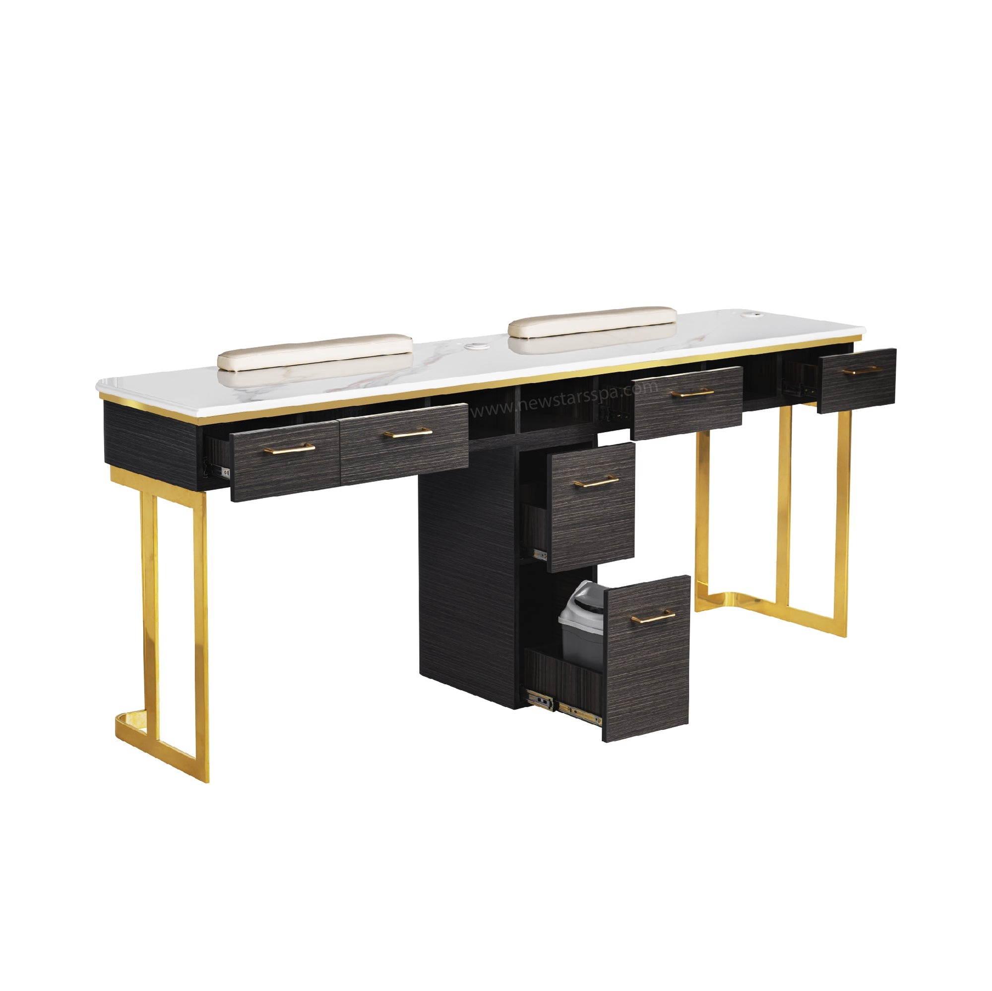Luna Double Nail Table - Include 1 Cabinet - New Star Salon Furniture