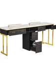 Luna Double Nail Table - Include 1 Cabinet - New Star Salon Furniture