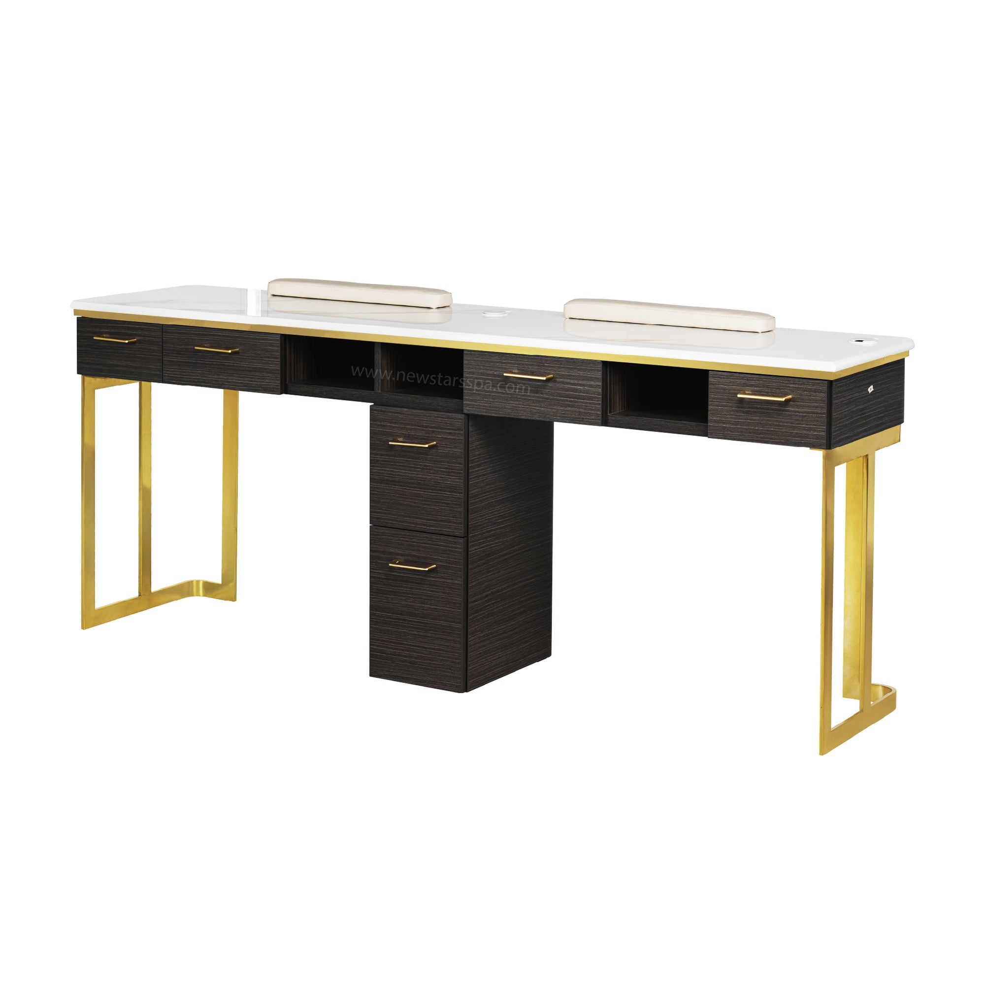 Luna Double Nail Table - Include 1 Cabinet - New Star Salon Furniture