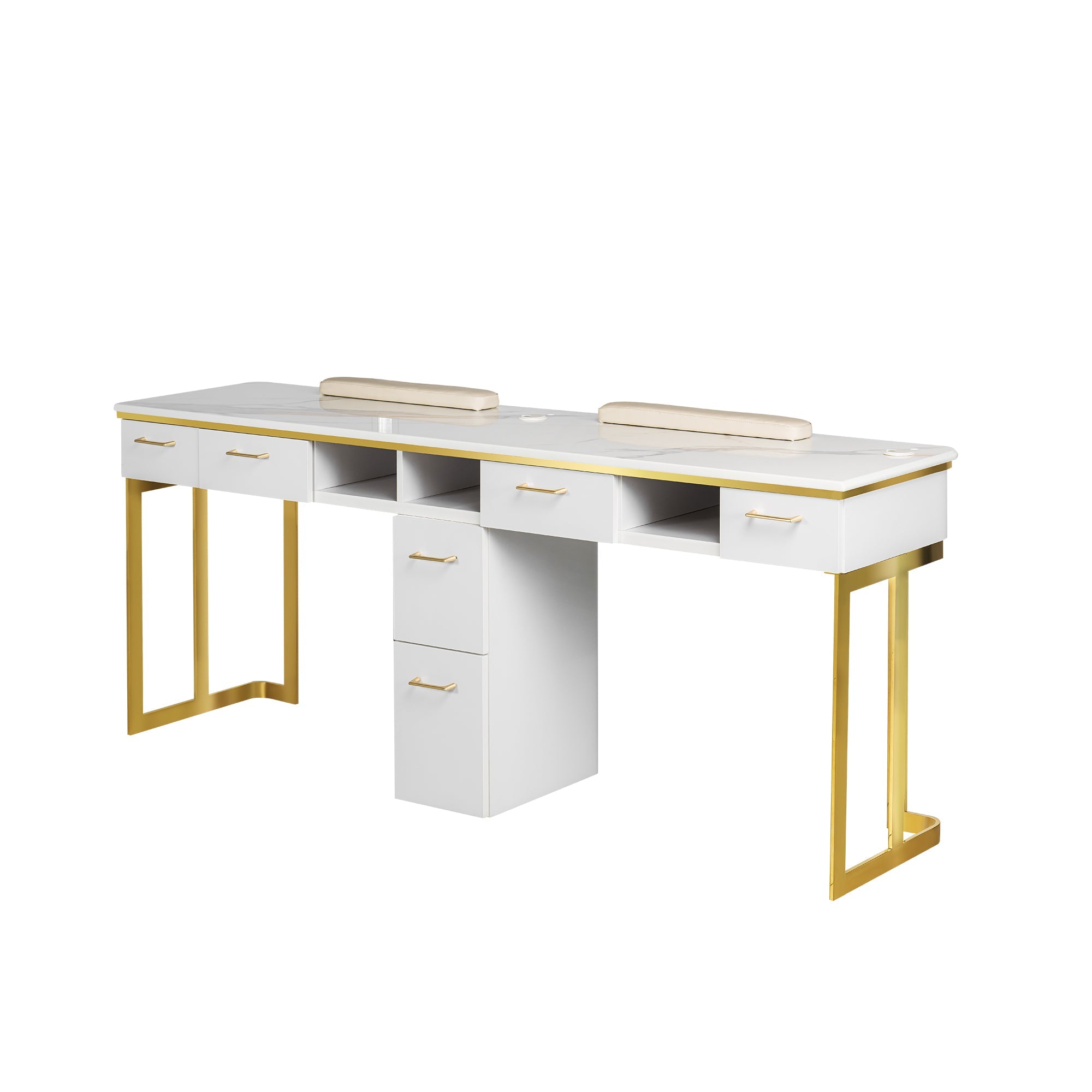 Luna Double Nail Table - Include 1 Cabinet - New Star Salon Furniture