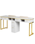 Luna Double Nail Table - Include 1 Cabinet - New Star Salon Furniture