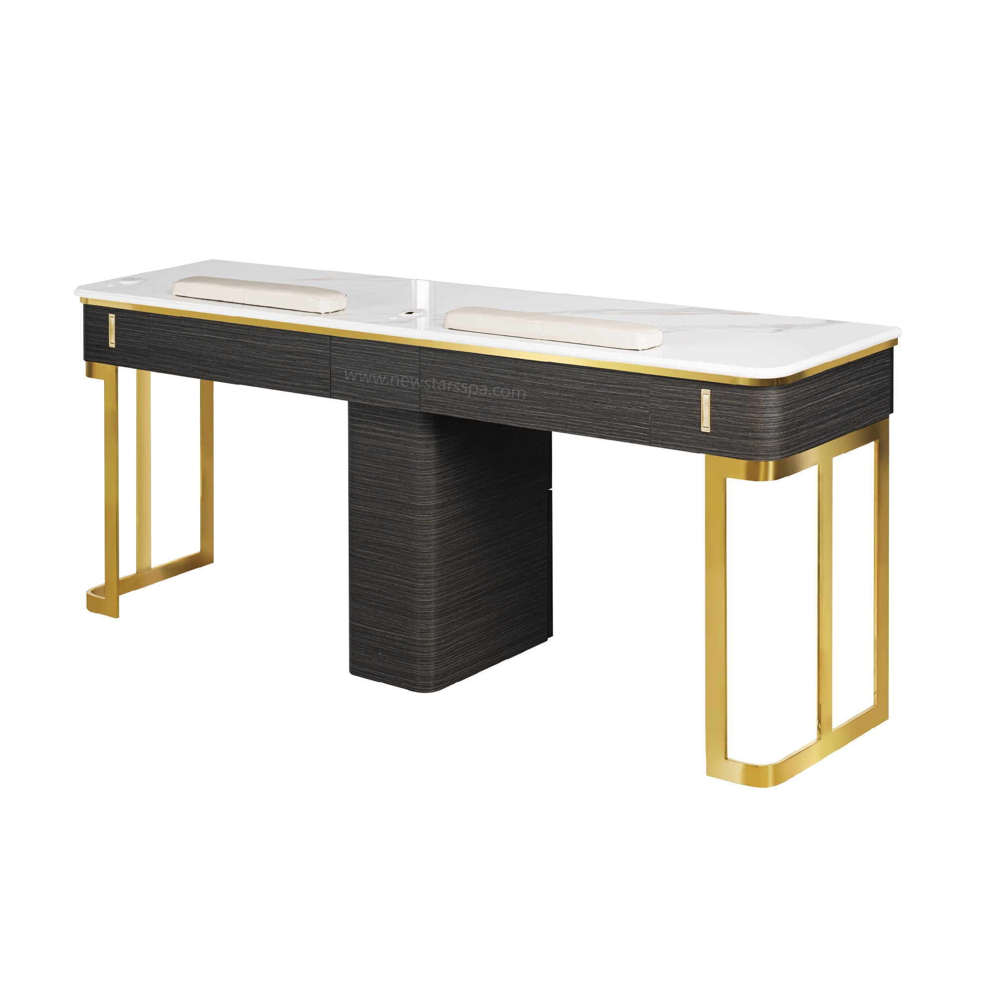 Luna Double Nail Table - Include 1 Cabinet - New Star Salon Furniture