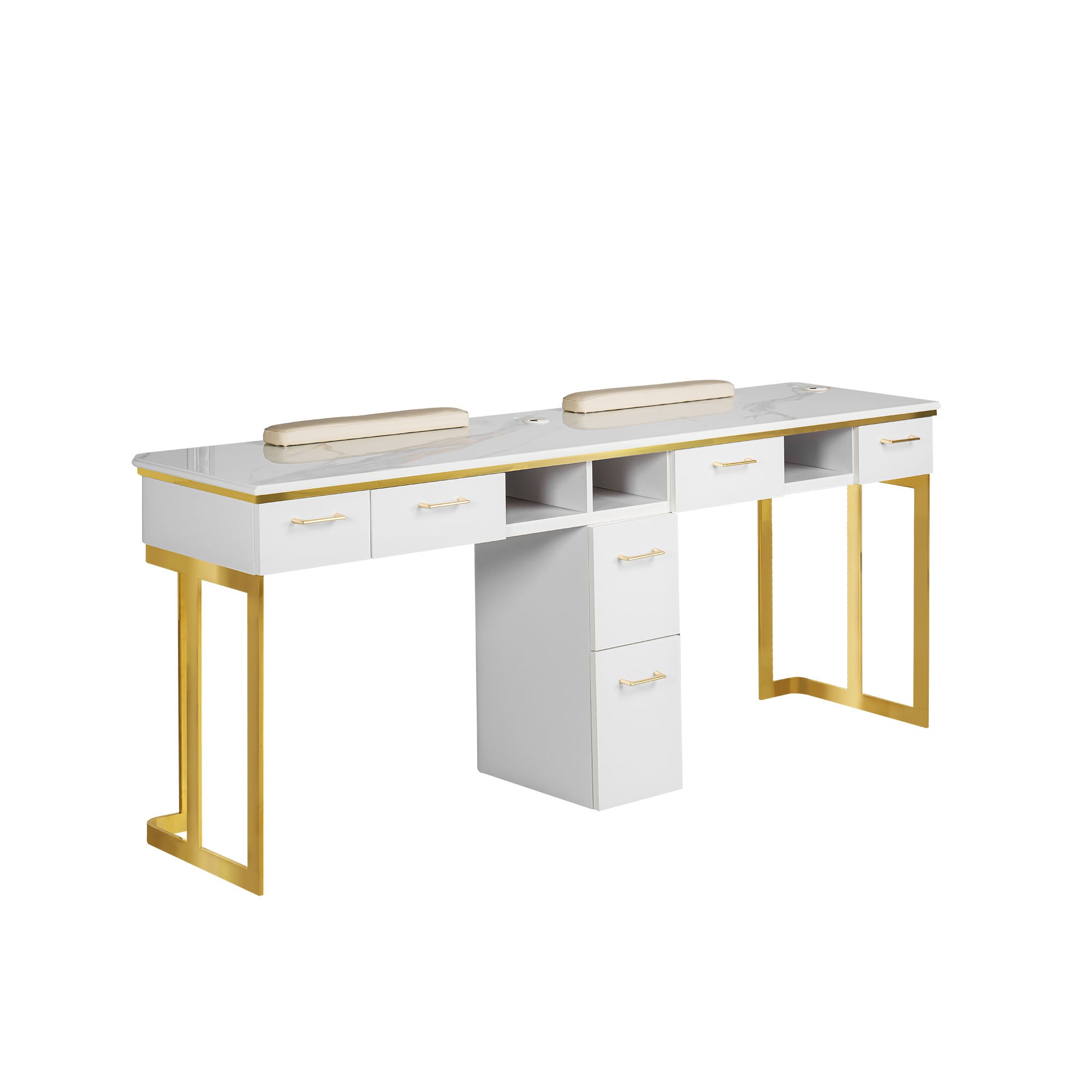 Luna Double Nail Table - Include 1 Cabinet - New Star Salon Furniture