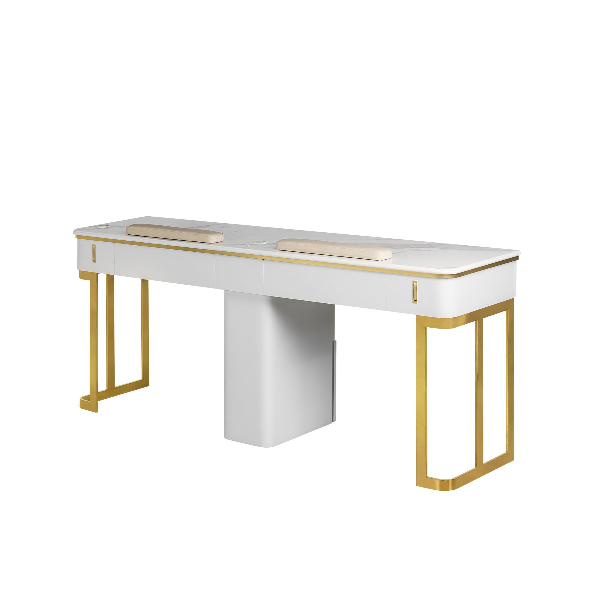 Luna Double Nail Table - Include 1 Cabinet - New Star Salon Furniture