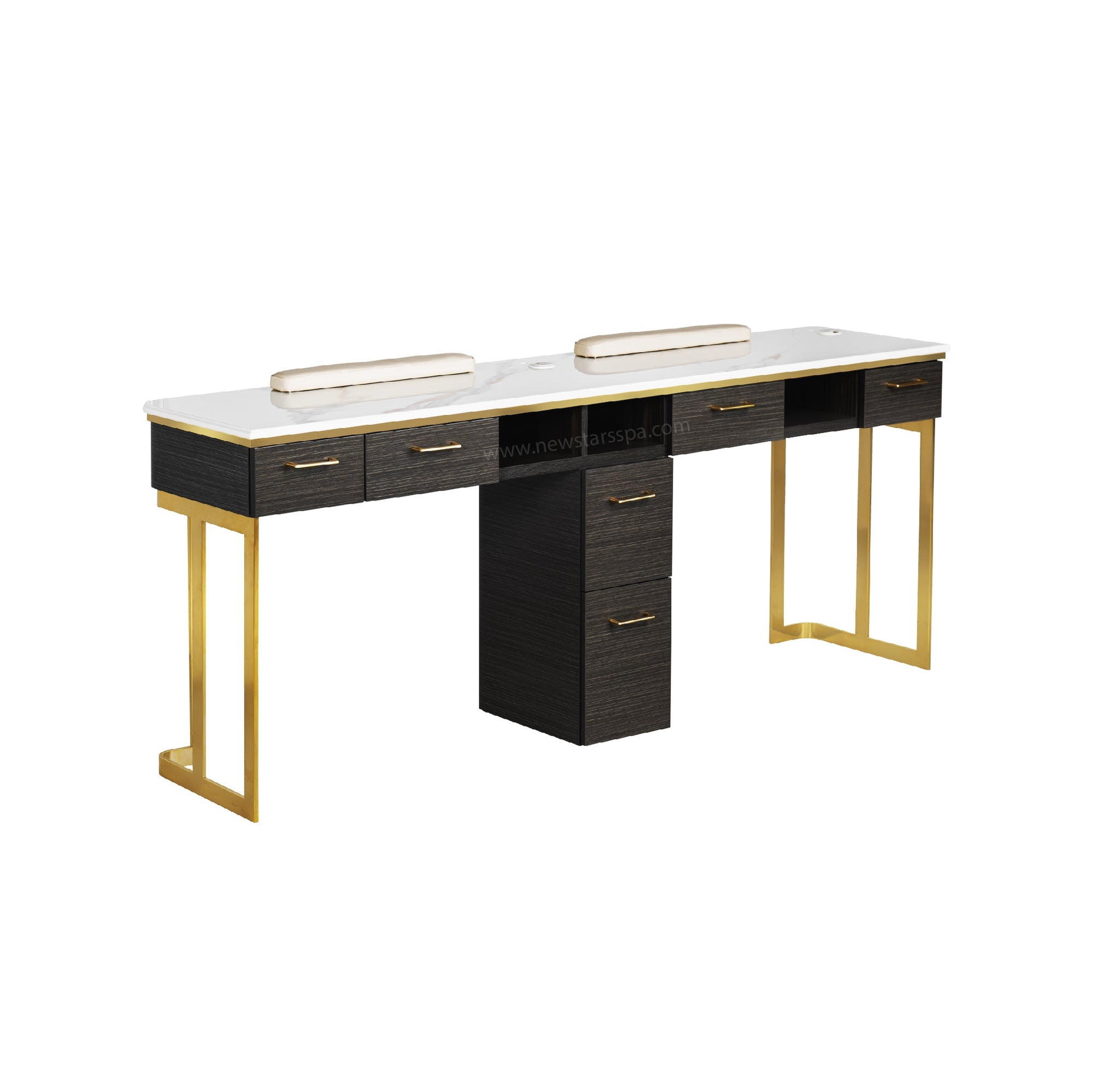Luna Double Nail Table - Include 1 Cabinet - New Star Salon Furniture