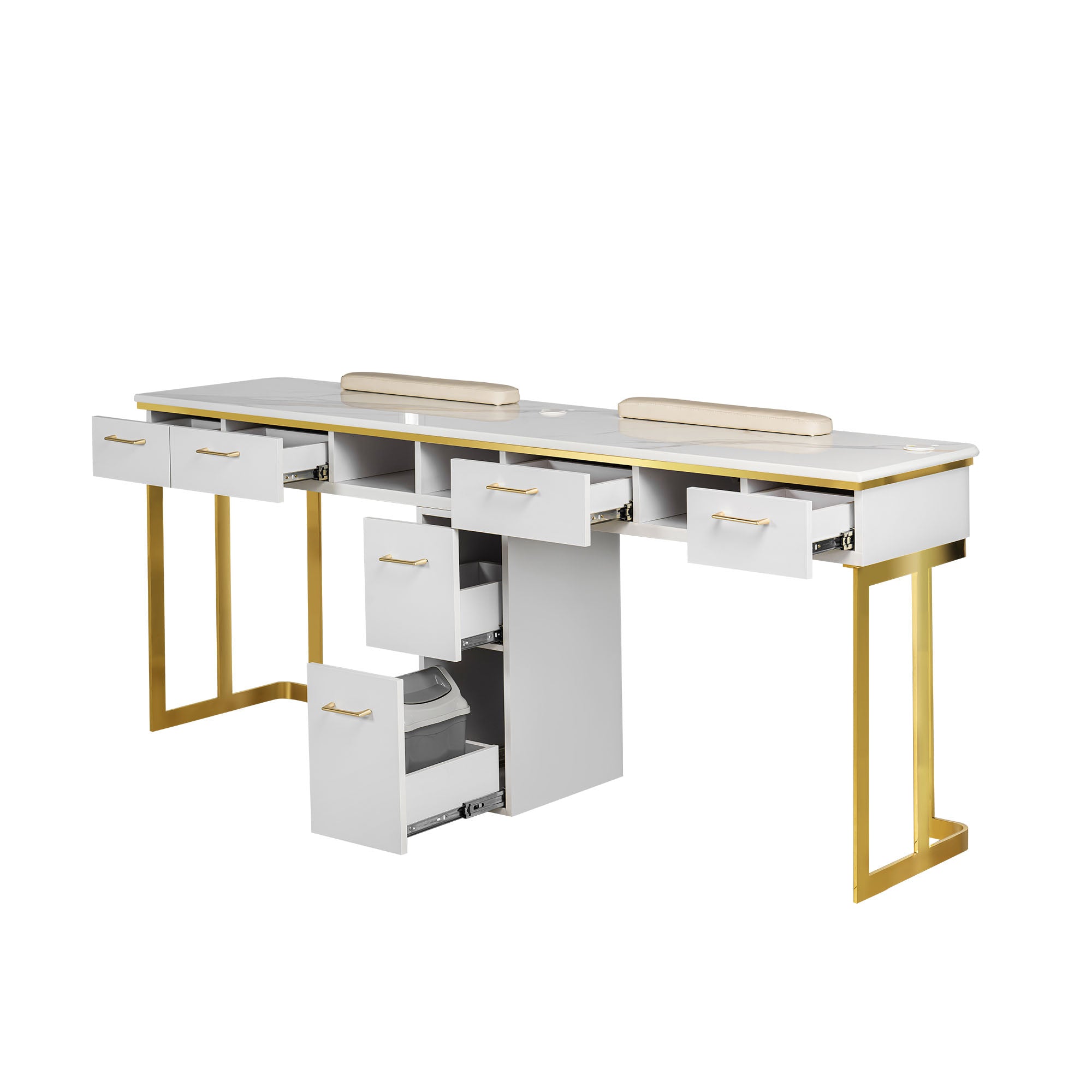 Luna Double Nail Table - Include 1 Cabinet - New Star Salon Furniture